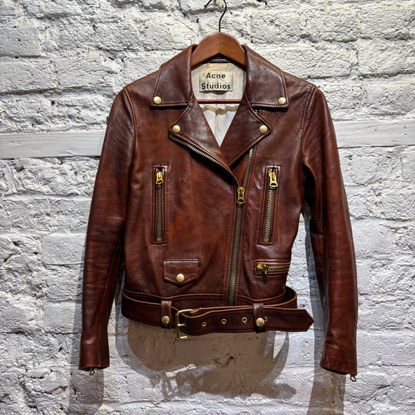 ACNE STUDIOS  BROWN LEATHER BIKER