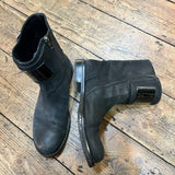 JOHN GALLIANO 
BLACK BRUSHED LEATHER SIDE ZIP BOOTS