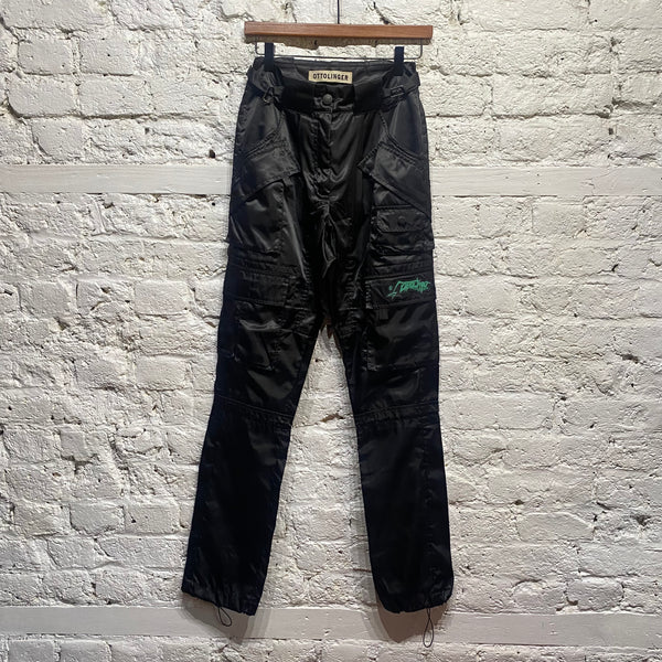 OTTOLINGER BLACK SATIN POCKET FRONT TROUSERS