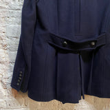 BURBERRY 
NAVY WOOL/CASHMERE PEACOAT FUR COLLAR
