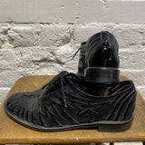 ROBERT CLERGERIE BLACK MESH/PATENT LEATHER DERBY SHOES