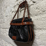 MOSCHINO BLACK/BROWN LEATHER HANDBAG