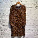JUNYA WATANABE ORANGE BROWN VELVET FLOCKED DRESS