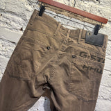 G-STAR RAW BROWN TWILL COTTON TROUSERS
