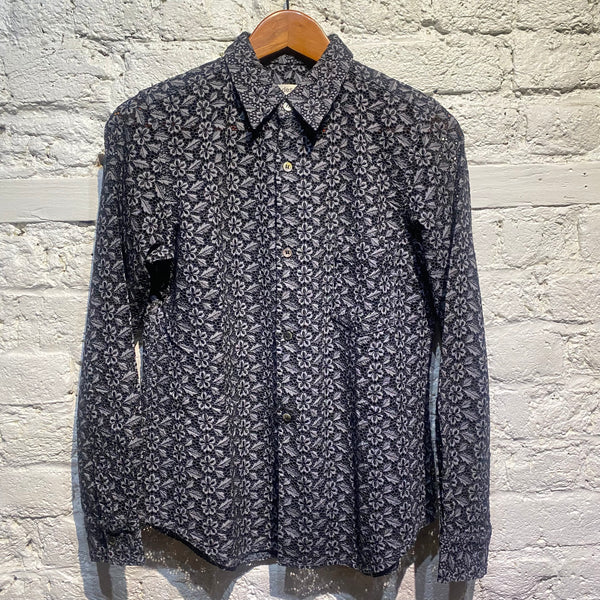 COMME DES GARÇONS BLACK/GREY FLORAL LACE SHIRT