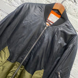 ALEXANDER MCQUEEN MCQ LAMB LEATHER BOMBER GREEN LOWER SECTION