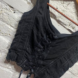 OLUBIYI THOMAS
BLACK LACED CORSET TOP WHITE STITCHING