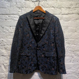 STEVE BELL BESPOKE BLACK/BLUE EMBROIDERED DINNER JACKET