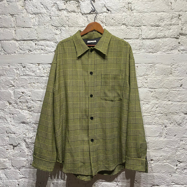 CMMN SWDN YELLOW/BLK WOOL DOGSTOOTH CHECK SHIRT
