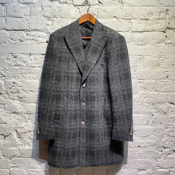 DANIEL TISSU WOOL CHECK OVERCOAT