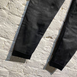 RICK OWENS DARK SHADOWS BLACK STICK CUT COATED COTTON STRETCH TROUSERS