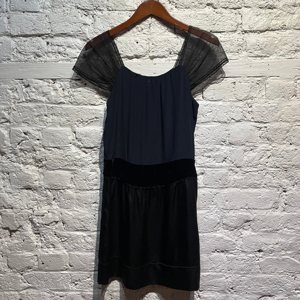 MIU MIU NAVY & BLACK SILK DRESS