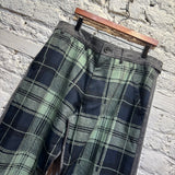 COMME DES GARCONS SHIRT
GREY/MINT CHECK FRONT WOOL TROUSERS