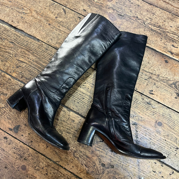 COSTUME NATIONAL BLACK LEATHER BOOTS