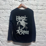 YOHJI YAMAMOTO 
BLACK/NAVY BRAT GAMIN PRINT LONG SLEEVE T-SHIRT 
SIZE 1