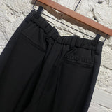 MIU MIU BLACK PLEAT FRONT WIDE LEG TROUSERS