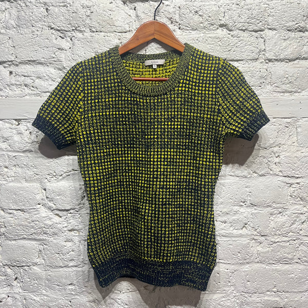 ERDEM
BLUE/YELLOW MELANGE SHORT SLEEVE MERINO KNIT