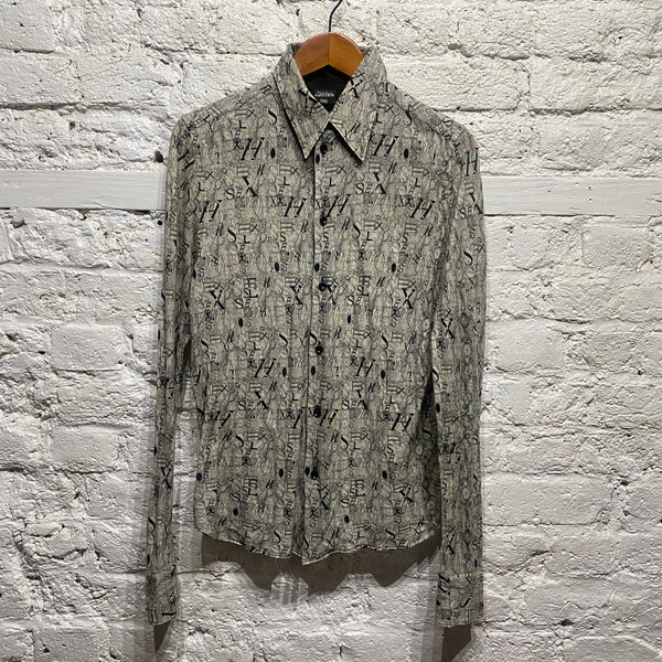 JEAN PAUL GAULTIER
GAULTIER FEMME
BLACK/WHITE PRINT STRETCH SHIRT