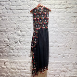 SIMONE ROCHA FLORAL SHEER TULLE DRESS WITH BLACK SLIP