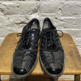 ROBERT CLERGERIE BLACK MESH/PATENT LEATHER DERBY SHOES