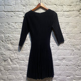 ALAIA BLACK  LONG SLEEVE HEAVY WEAVE DRESS