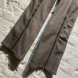 ANDERSSON BELL GREY/TAUPE HERRINGBONE WOOL ZIP UP BELL TROUSERS
