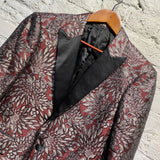 STEVE BELL BESPOKE RED/SILVER EMBROIDERED DINNER JACKET