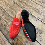 MALONE SOULIERS RED SUEDE MULE LOAFERS