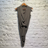RICK OWENS LILIES GREY JERSEY SLEEVELESS DRAPE TOP