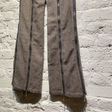 ANDERSSON BELL GREY/TAUPE HERRINGBONE WOOL ZIP UP BELL TROUSERS
