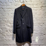 PAUL SMITH BLACK OVERCOAT SATIN POCKET DETAIL