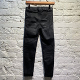 RICK OWENS DARK SHADOWS BLACK STICK CUT COATED COTTON STRETCH TROUSERS