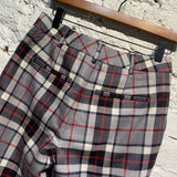 ALEXANDER WANG GREY/RED CHECK WOOL HIGH WAISTED CIGARETTE TROUSERS