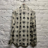 ALEXANDER MCQUEEN BLACK/CREAM SILK PEACOCK FEATHER PRINT SHIRT