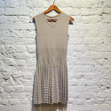 ALAIA HEAVY WEAVE PALE GREY DRESS