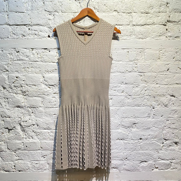 ALAIA HEAVY WEAVE PALE GREY DRESS