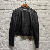 THIERRY MUGLER DARK BROWN/BLACK LAMB LEATHER JACKET