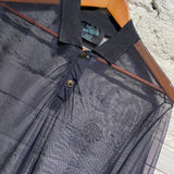 JEAN PAUL GAULTIER MAILLE FINE BLACK MESH POLO SHIRT