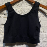 RICK OWENS BLACK MIDRIFF TANK SPORTS TOP