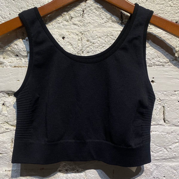 RICK OWENS BLACK MIDRIFF TANK SPORTS TOP