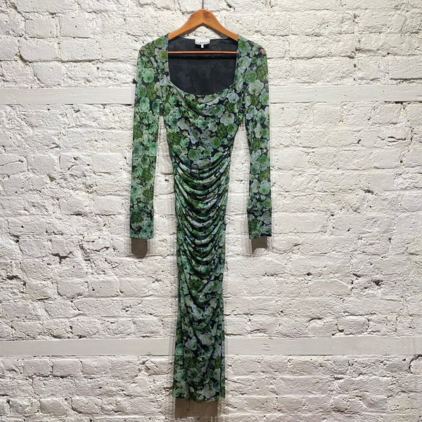 GANNI POWERMESH FLORAL DRESS