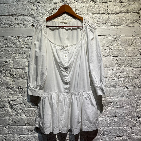 SANDY LIANG WHITE COTTON BABYDOLL DRESS
