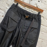 SACAI BLACK SHELL POCKET FRONT TROUSERS
