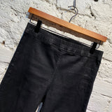 RICK OWENS DARK SHADOWS BLACK STICK CUT COATED COTTON STRETCH TROUSERS