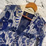 JEAN PAUL GAULTIER SOLEIL BLUE WHITE MESH WRAP CARDIGAN