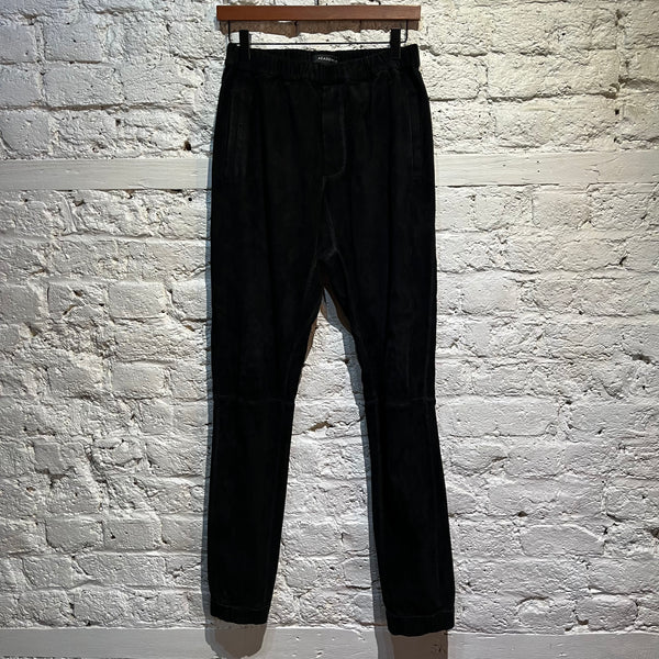 ACADEMIA “SUET” BLACK LAMBS LEATHER PANTALON