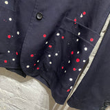 COMME DES GARÇONS CDG SHIRT LABEL NAVY JACKET WITH RED AND WHITE DOTS