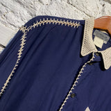 YOHJI YAMAMOTO POUR HOMME VINTAGE NAVY SILK SHIRT
