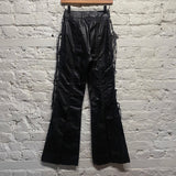 SUPER YAYA
BLACK LACE UP SPLIT FLARED TROUSERS
