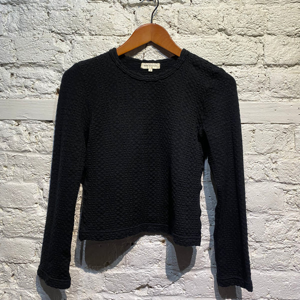 COMME DES GARÇONS BLACK WOOL BUBBLE KNIT LONG SLEEVE TOP